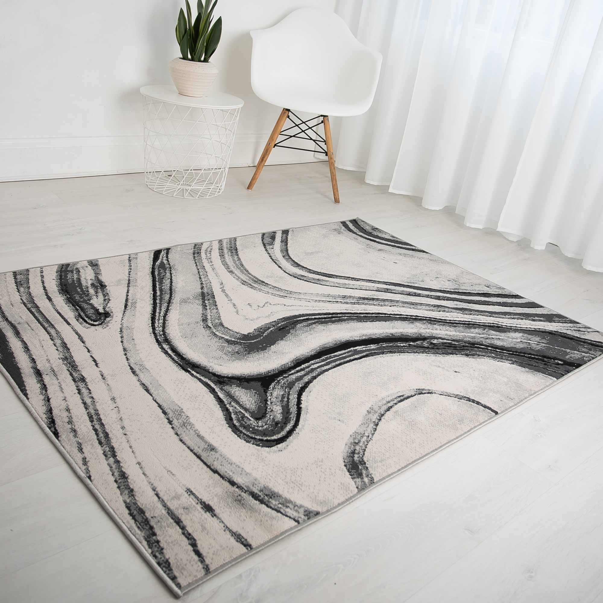 Balletto 18ba Modern Marble Rugs In Anthra Grey